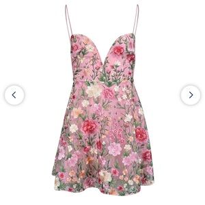 For Love And Lemons Embroidered Pink Dres 💐🌸🌺🌷